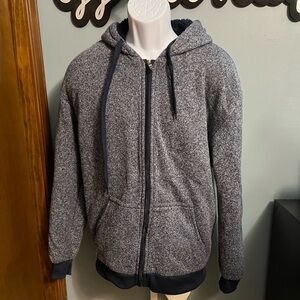 Big Ball Sports Navy Blue Sherpa Lined Hoodie Jacket